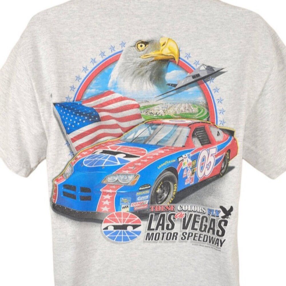 Vintage Las Vegas Motor Speedway T Shirt Mens Size Large Gray Y2K Racing